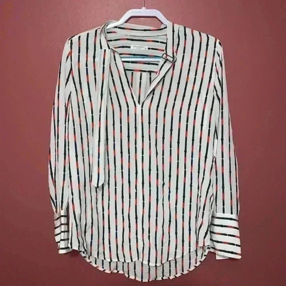 Equipment Janelle Silk Shirt Bright White Multi - Picture 2 of 7